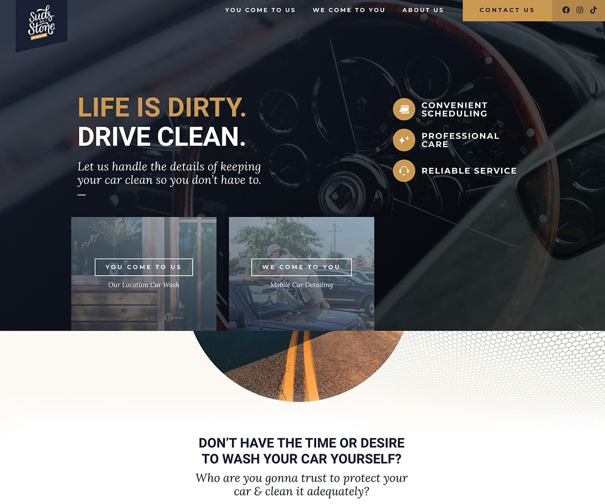 an image of suds on stone's updated website homepage