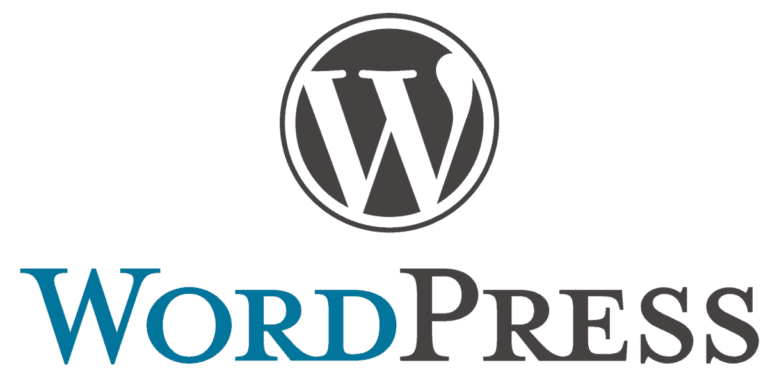 blue and dark gray word press logo