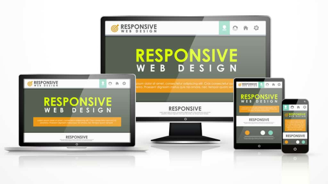 responsive web design example on laptop, desktop, tablet, phone