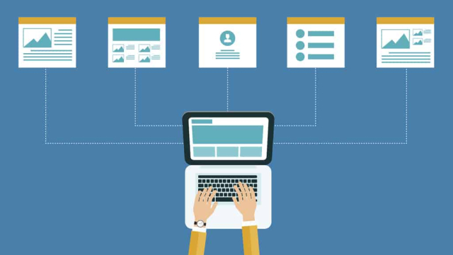 man typing on laptop creating landing pages